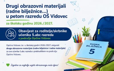 Drugi obrazovni materijali (radne bilježnice…) u petom razredu OŠ Vidovec za školsku godinu 2026./2027.